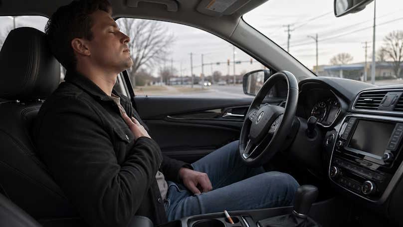 OKC man quitting smoking having a hard time with the cravings as he sits in his car