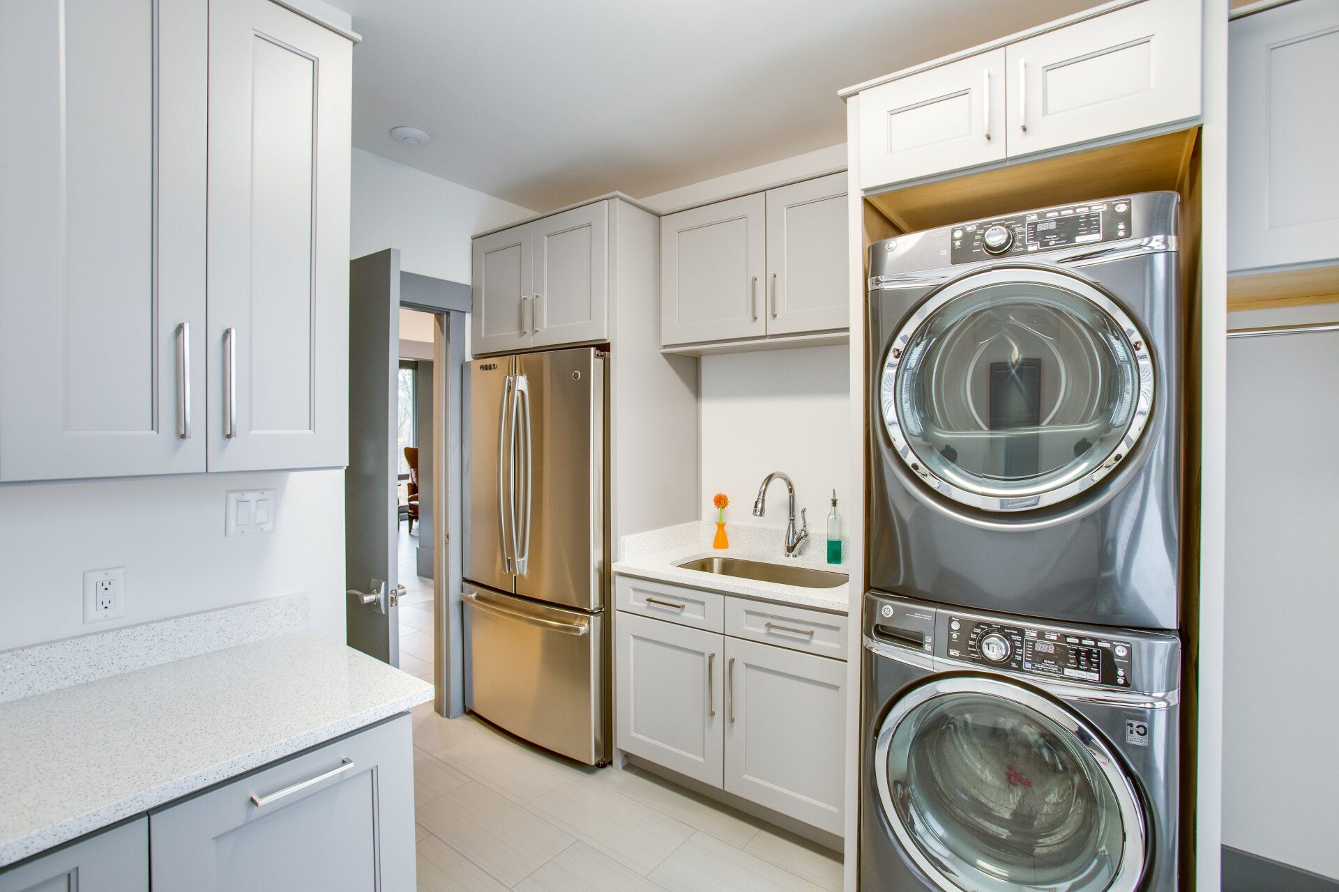 Custom White Cabnets with Stainless Steel