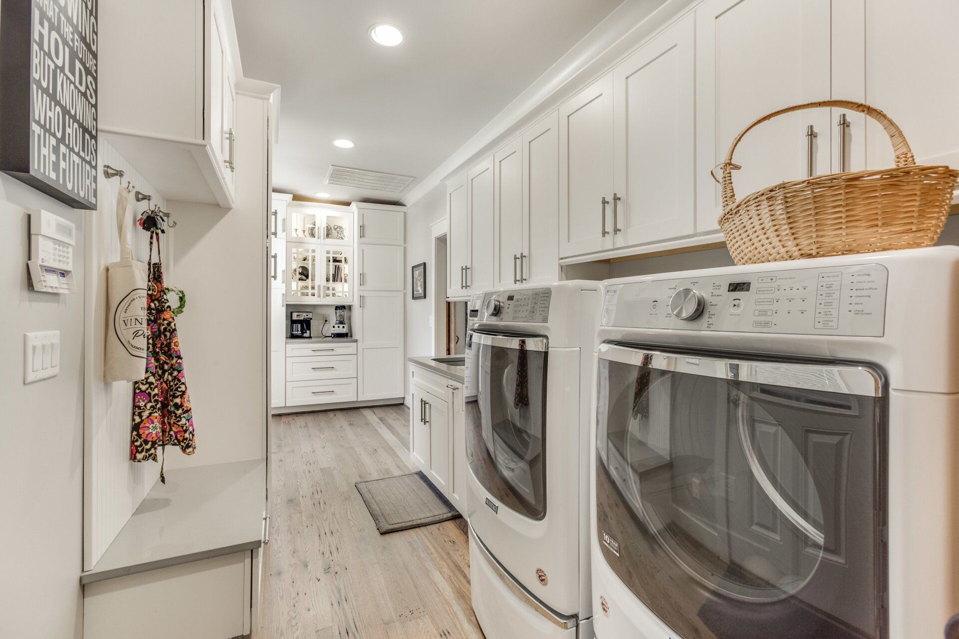 Custom White Laundry Room Cabinets