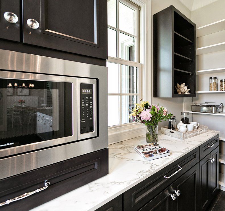 Custom Kitchen Pantry Cabinets with Microwave