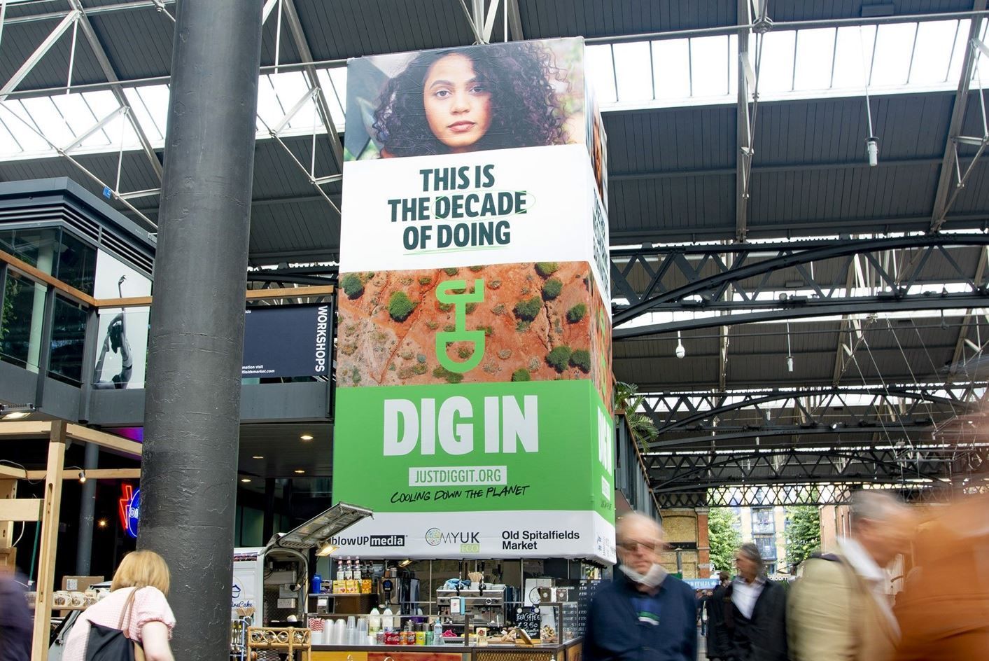 A very large PVC banner on a building