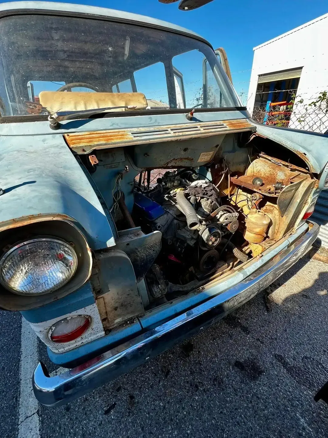 Vintage Blue Car With Open Hood — Gladstone Mufflers & Suspension In Gladstone Central, QLD
