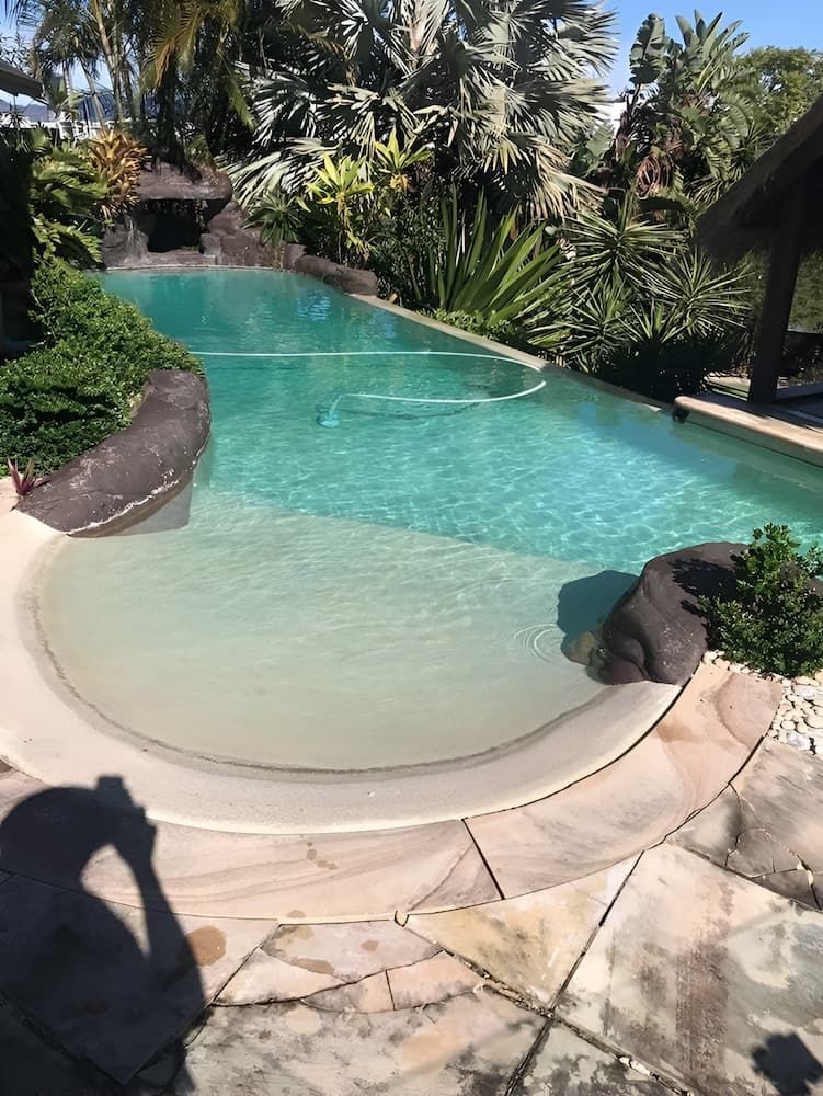 A Large Swimming Pool Surrounded by Trees and Bushes — Penguin Pools In Robina, QLD