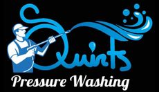 The logo for Squirts Pressure Washing shows a man spraying water
