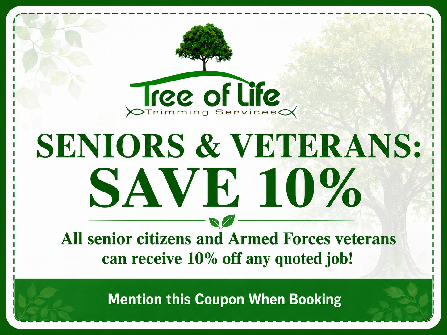 a coupon for 10 percent off tree services