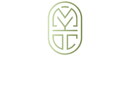A green and white logo on a white background.