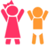 A cartoon girl and a boy are standing next to each other with their arms in the air.