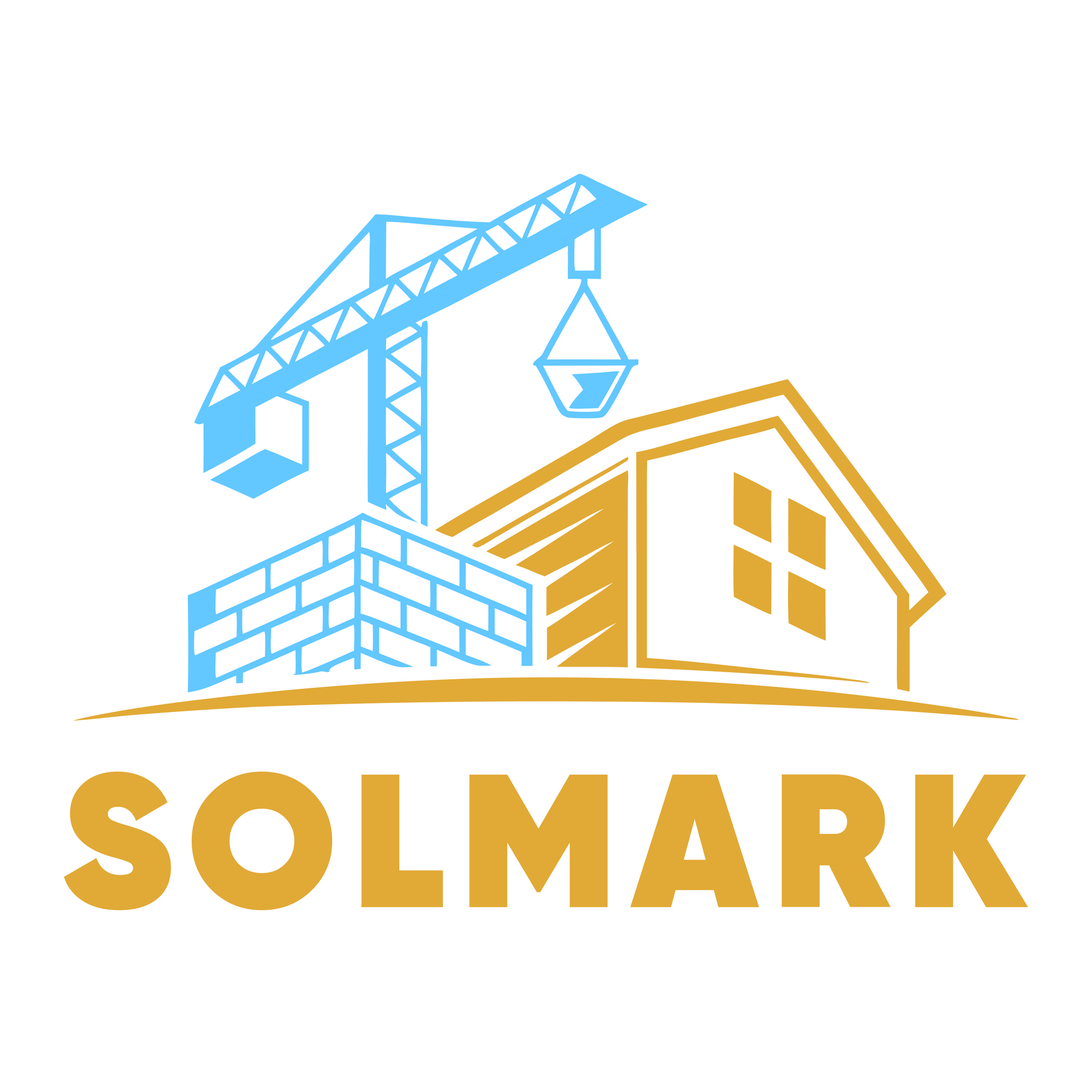 Logo: Crane over a brick wall and a house, "SOLMARK" text below in gold.