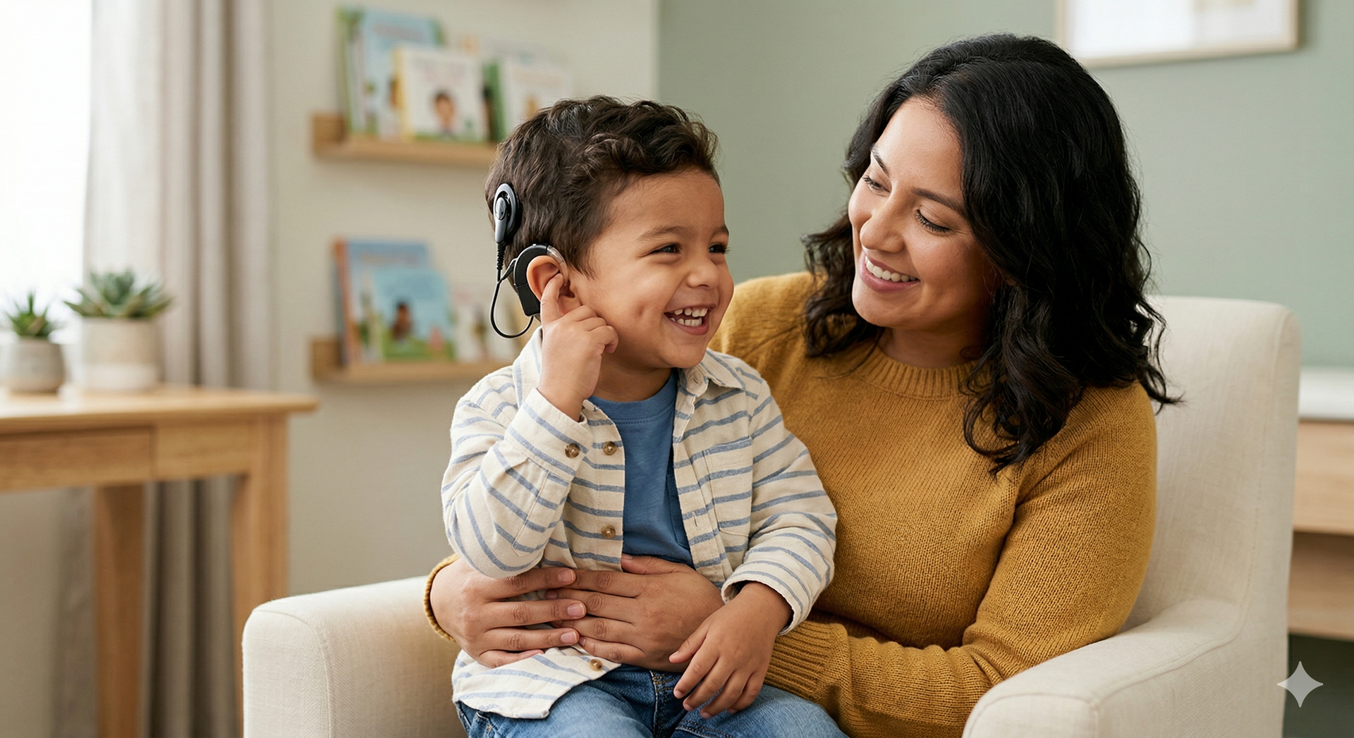 Niño con implante coclear sonriendo — Implante coclear para familias