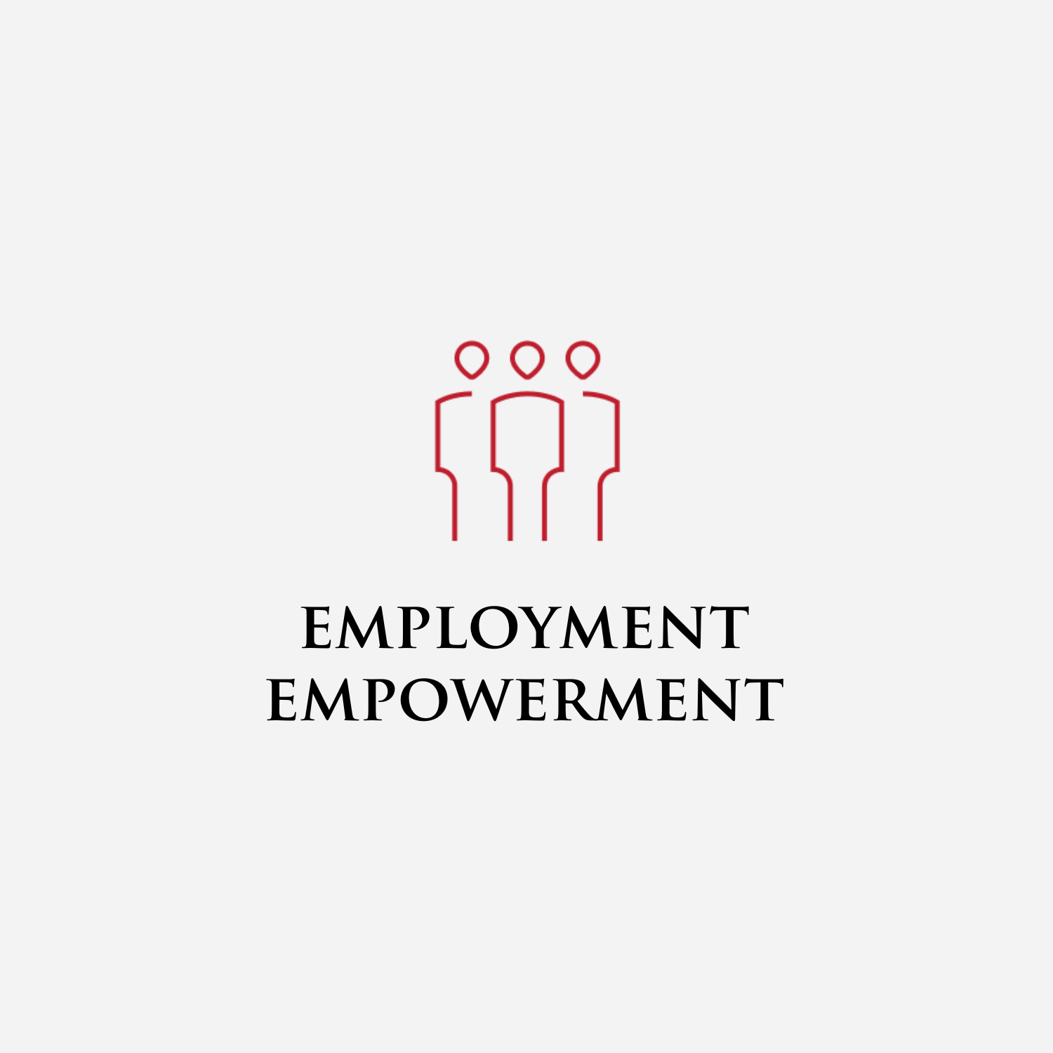 A logo for employment empowerment with three people standing next to each other.