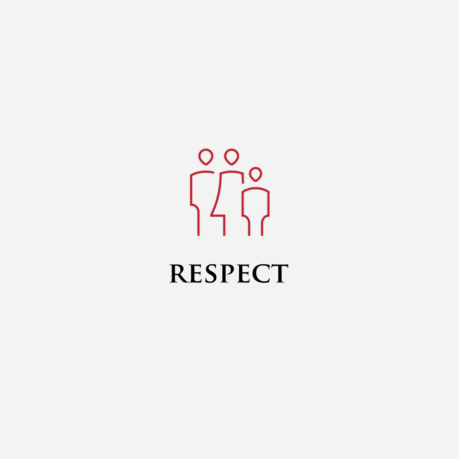 A group of people standing next to each other with the word respect below them.