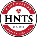 A red and white logo for home nursing therapy services