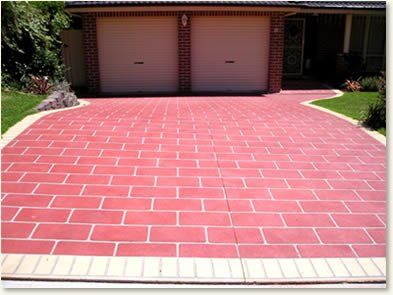 red concrete tile driveway