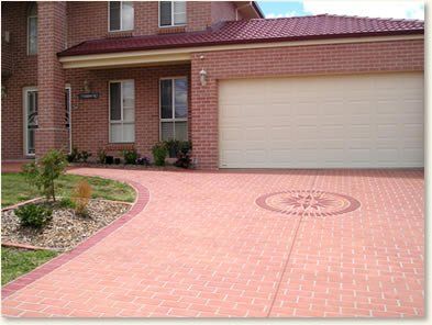 red concrete tile driveway