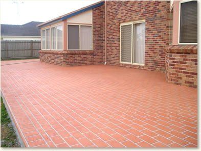 red concrete tile driveway