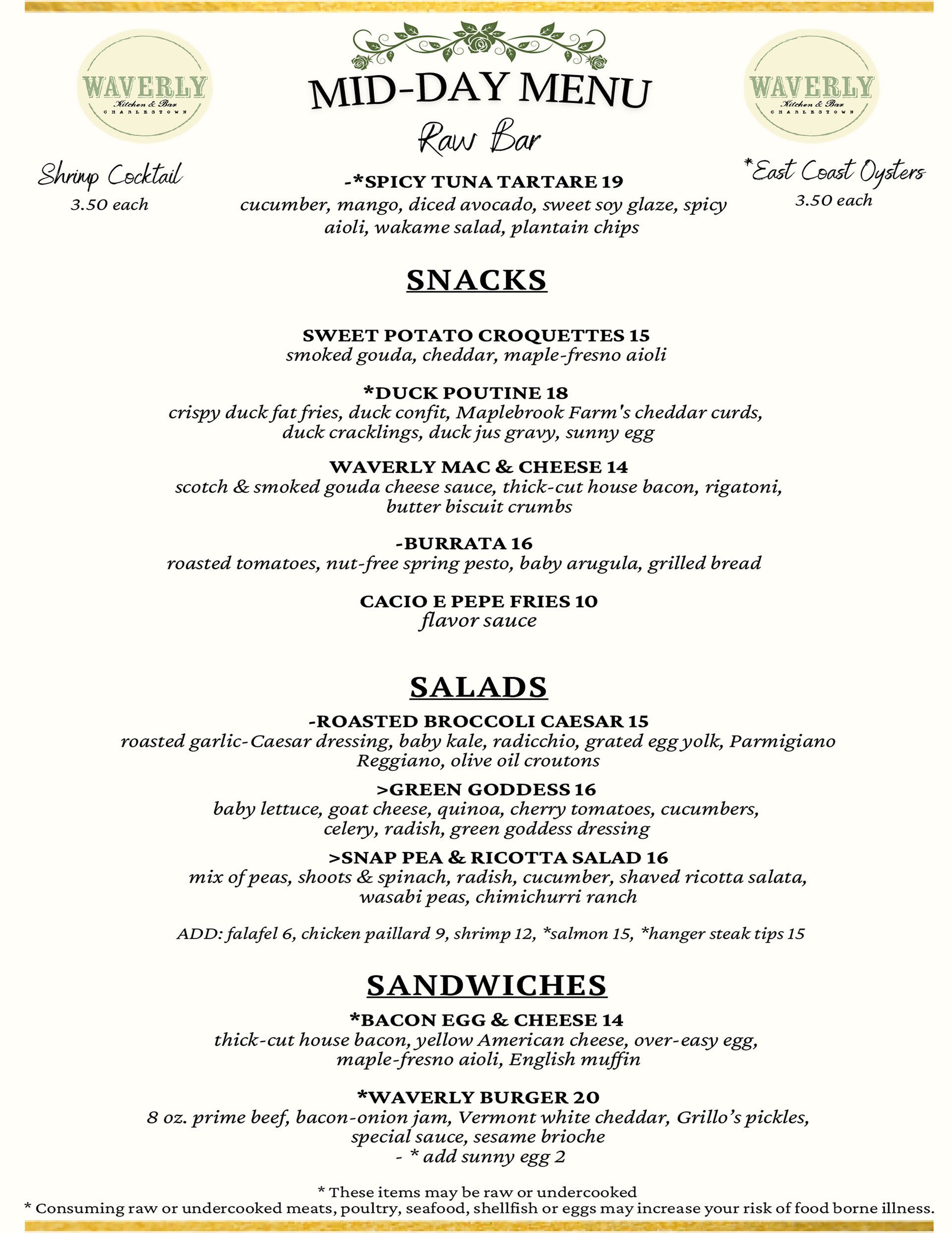 Lunch Menu Waverly Kitchen Bar Charlestown   MID DAY MENU 5 04 23 1920w 