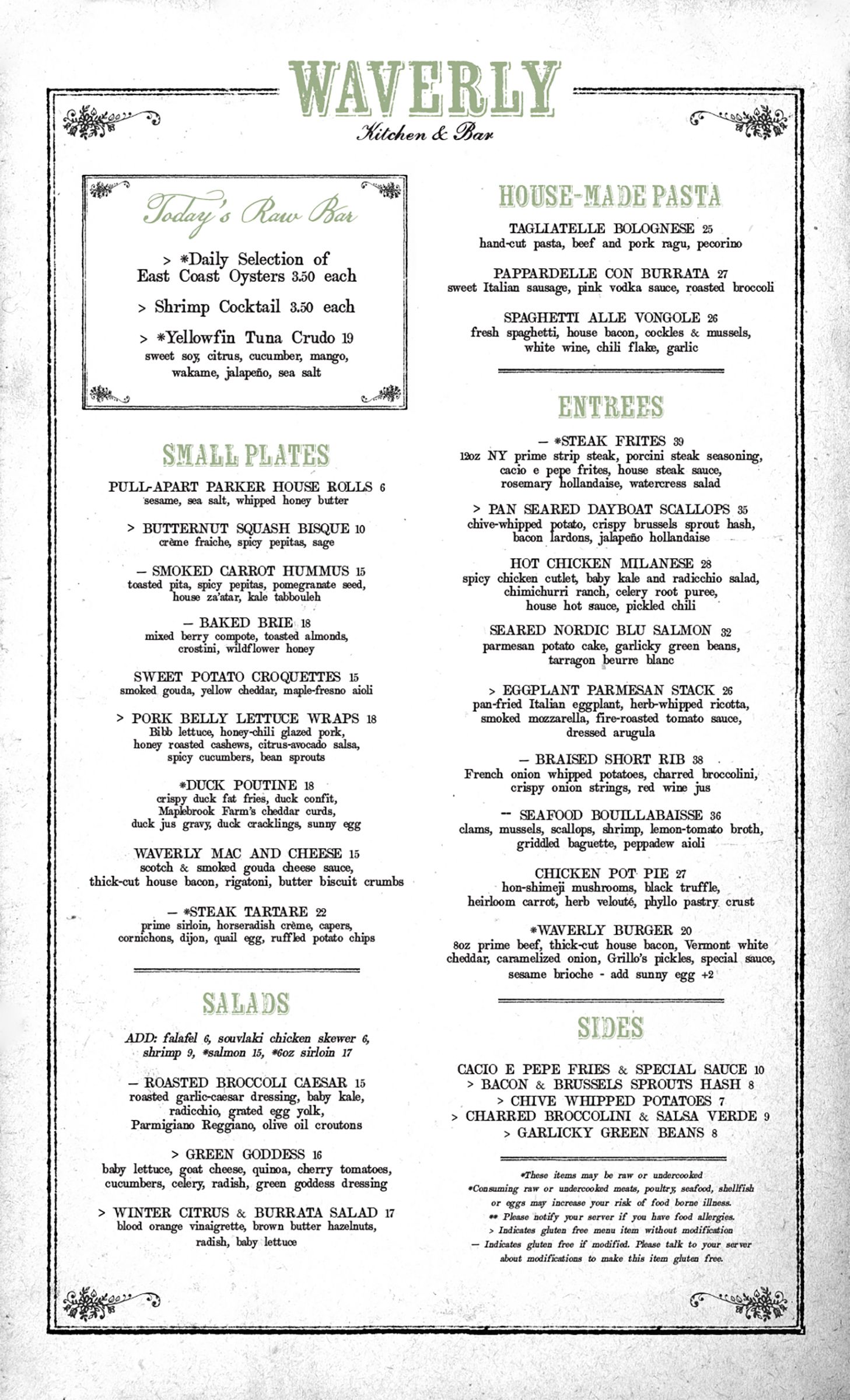 Dinner Menu Waverly Kitchen Bar Charlestown   WAVERLY DINNER MENU 1 23 23 1 1920w 