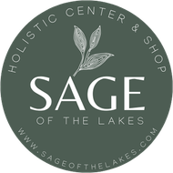 The logo for the holistic center and shop sage of the lakes