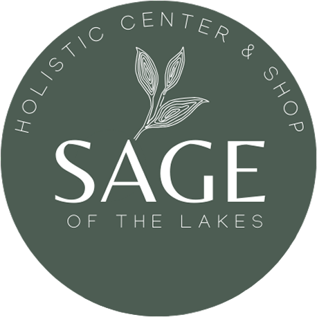 The logo for the holistic center and shop sage of the lakes