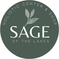 The logo for the holistic center and shop sage of the lakes