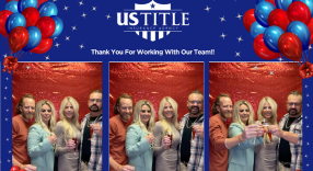 US Title client appreciation event toasting champagne luxury backdrop