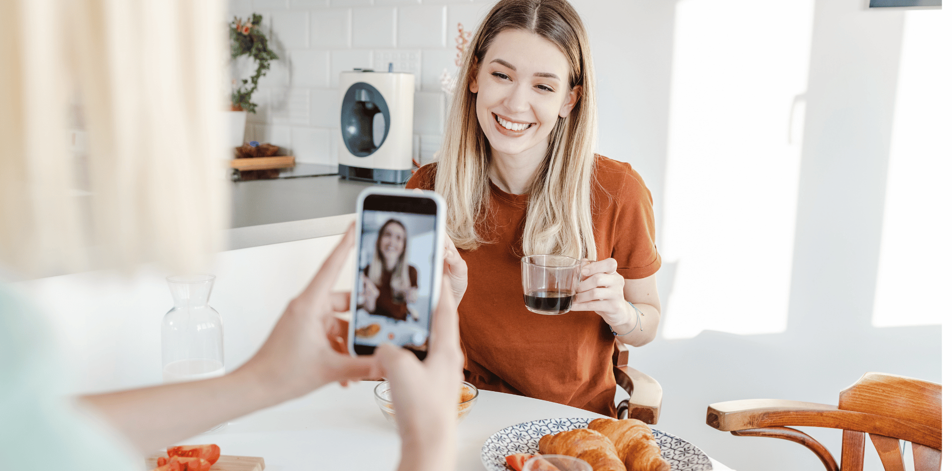 A girl creating blog content