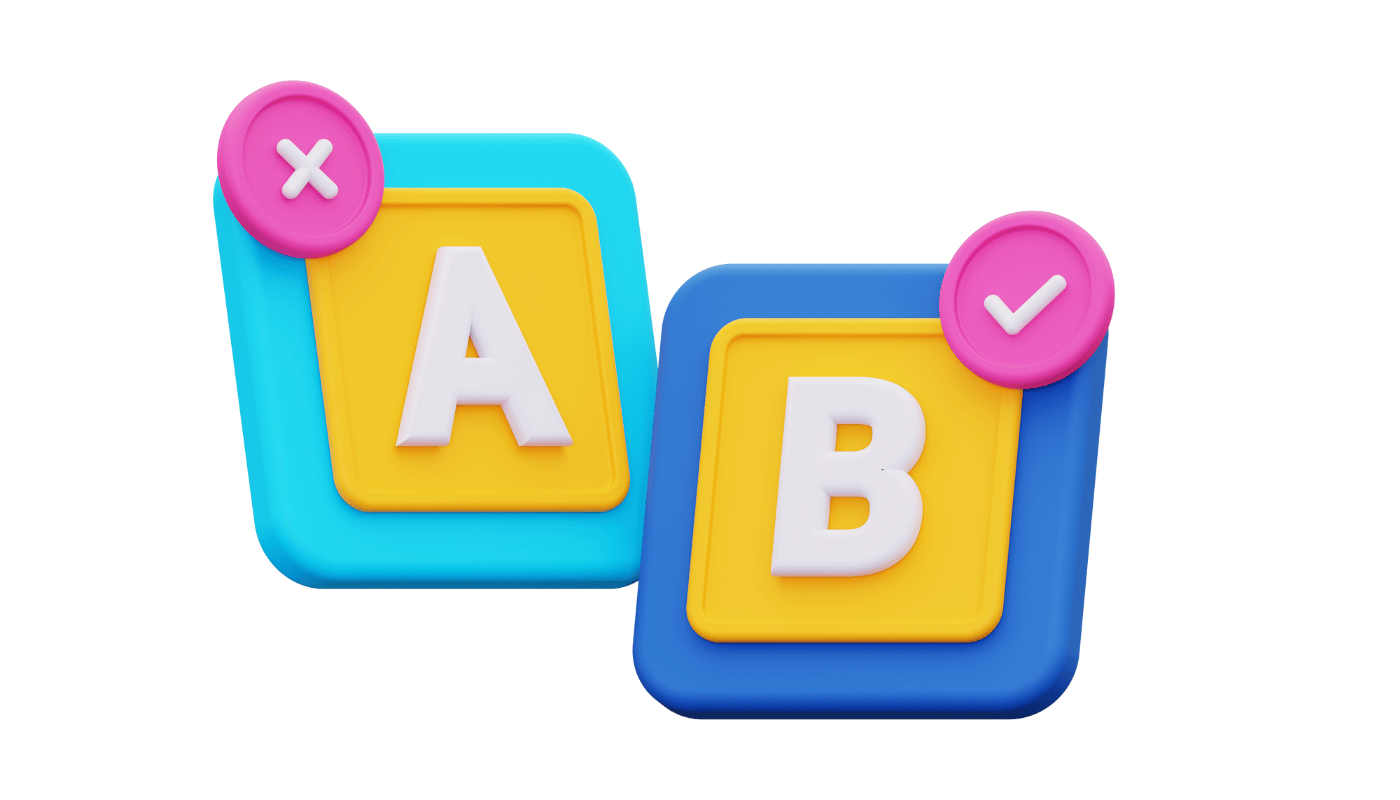 A blue and yellow block with the letter a and b on it.