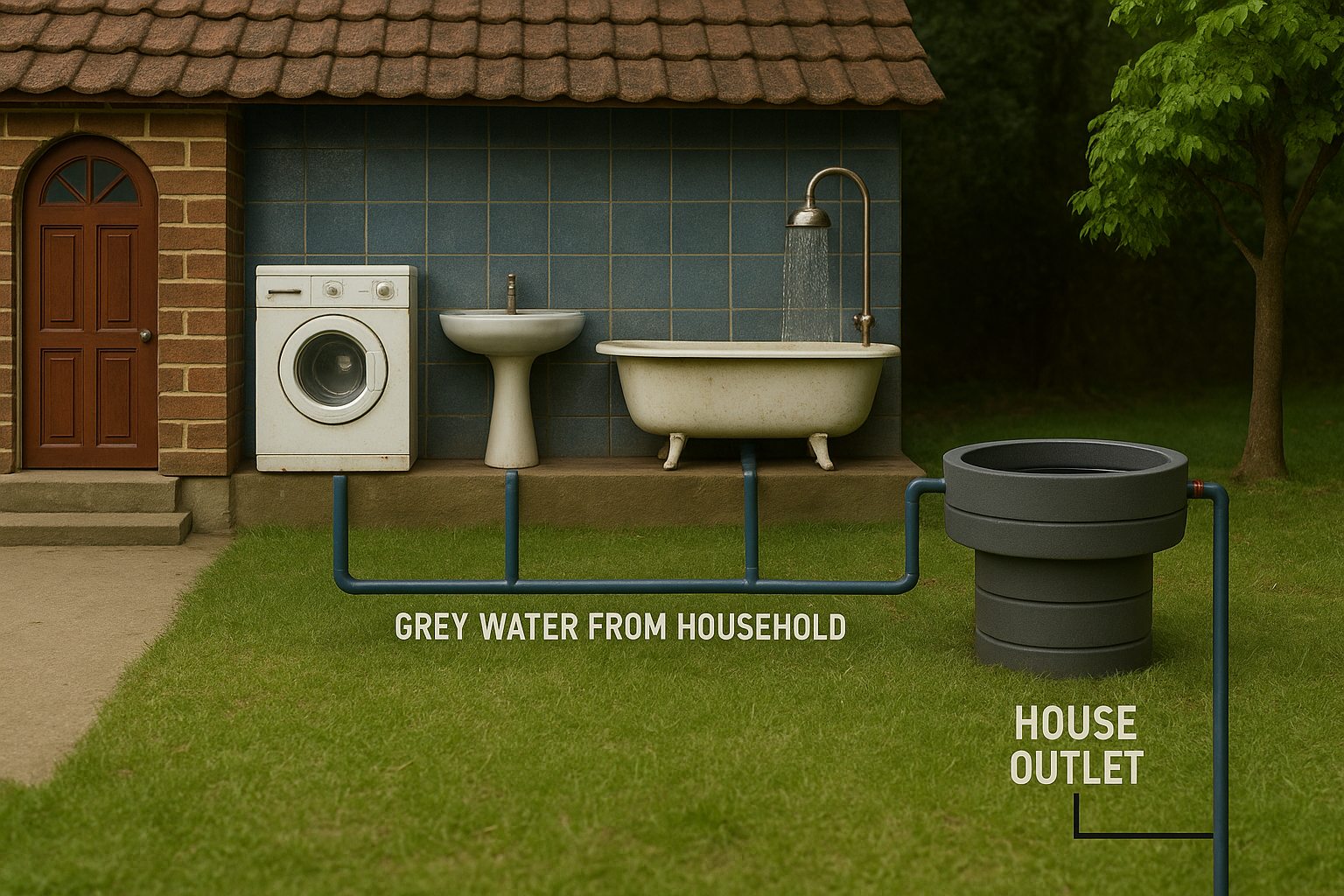 Infographic of greywater system best practices including water use, ACT compliance, and plant safety