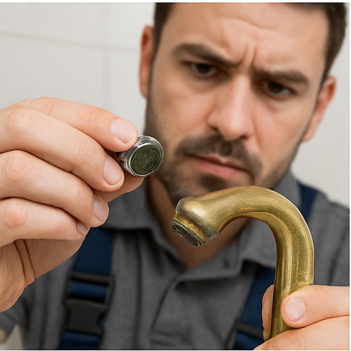 Blocked tap aerator causing low water pressure in bathroom tap