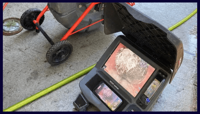 Drain camera inspection setup checking underground pipes in Canberra.