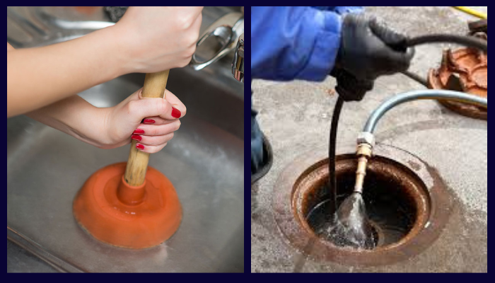 Comparison of residential DIY drain cleaning with plunger and professional commercial hydro jetting in Canberra