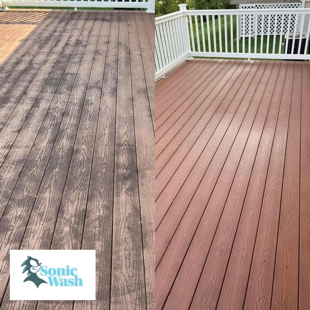 Before and After Wood Deck Cleaning in Roseville