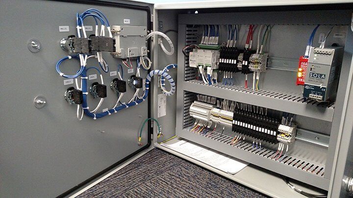 PLC panel with wiring.