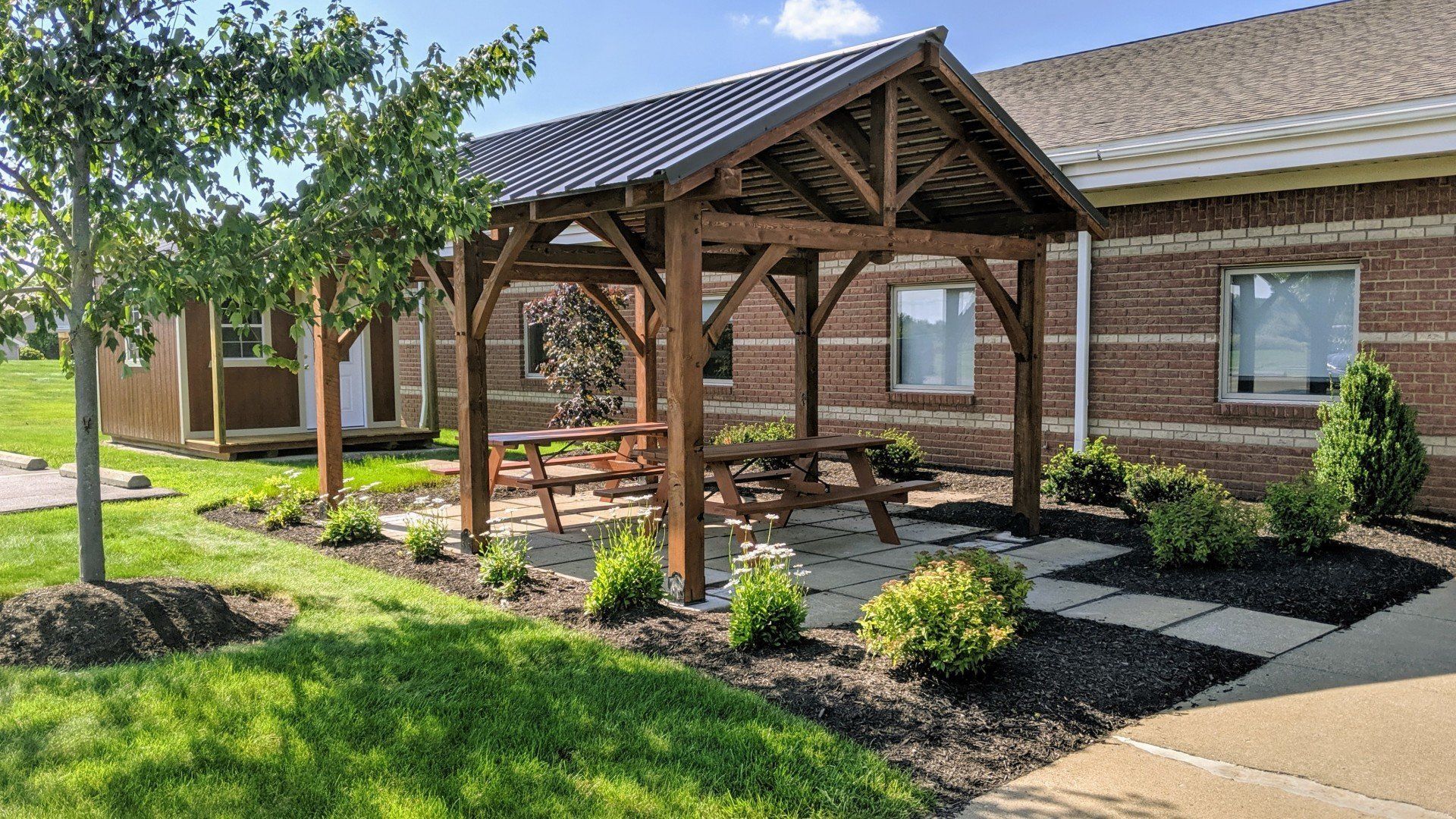 The pavilion outside of the main building.