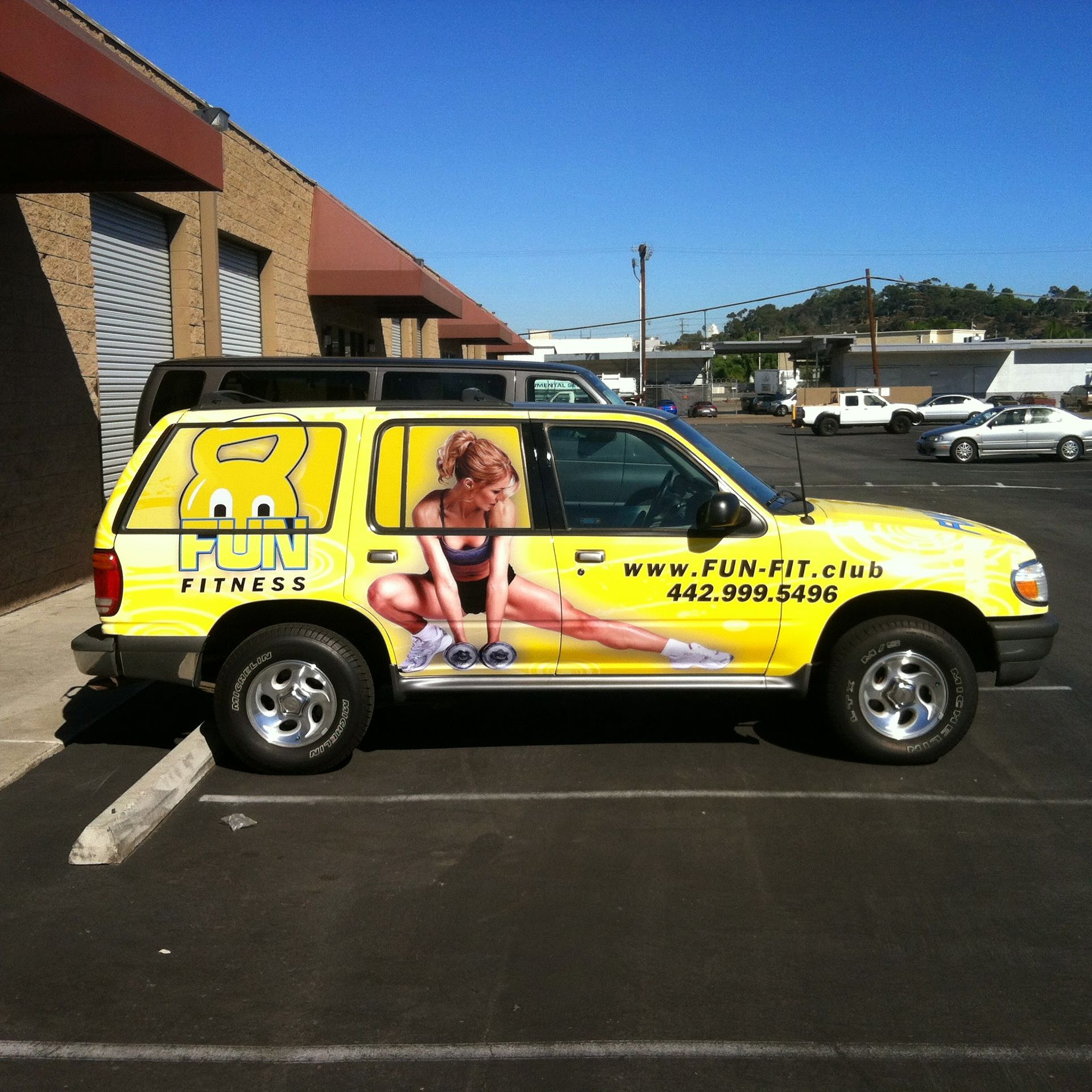 Yellow SUV with 