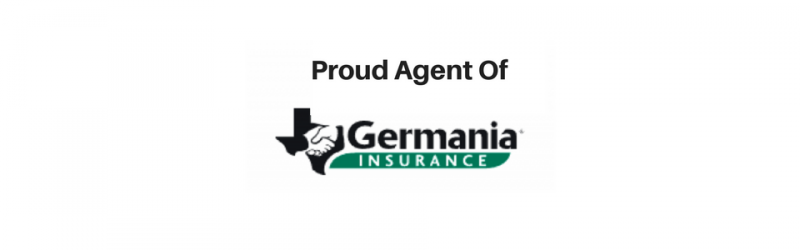 Logo for Germania Insurance featuring an outline of Texas with a handshake, with text reading 