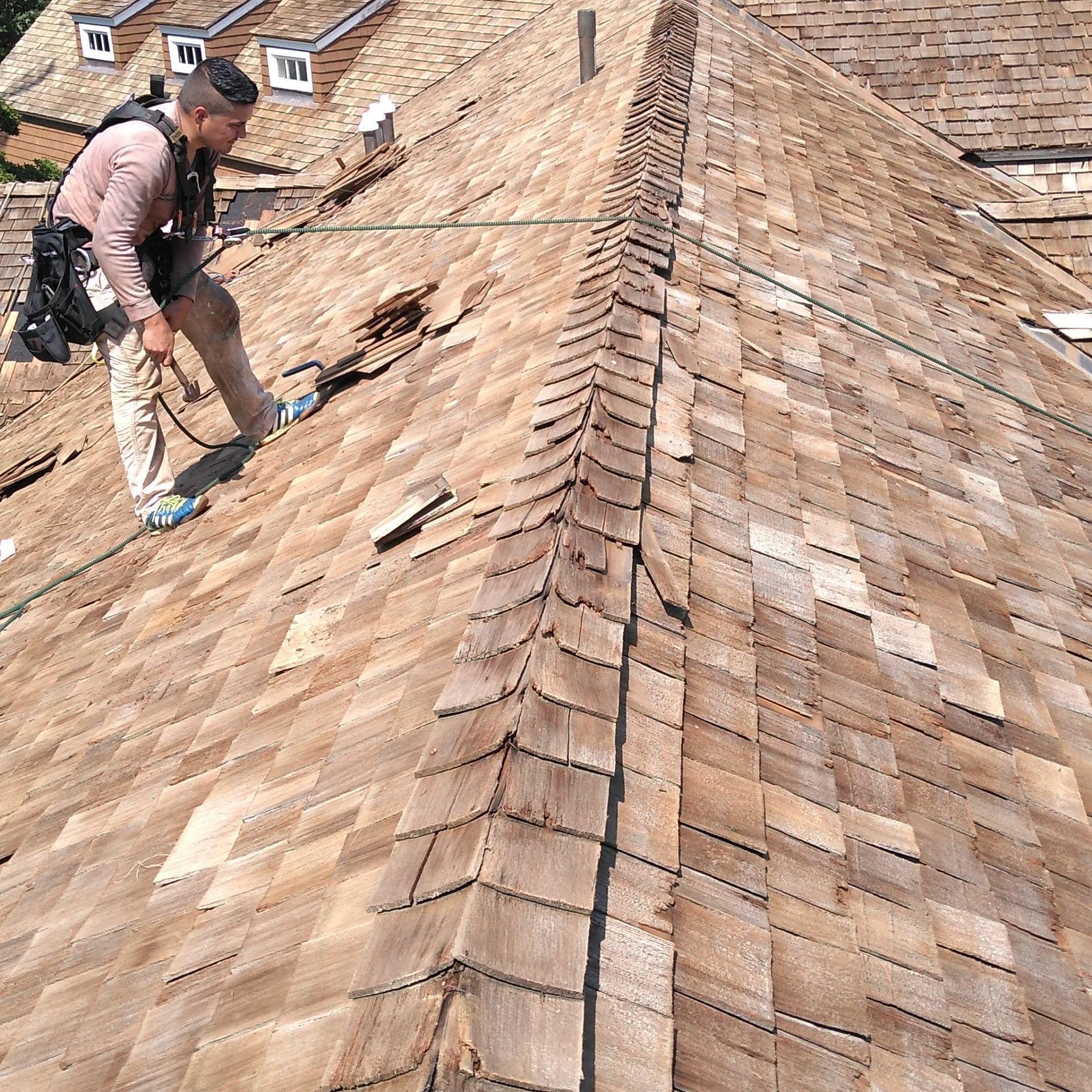 installation of roof by worker