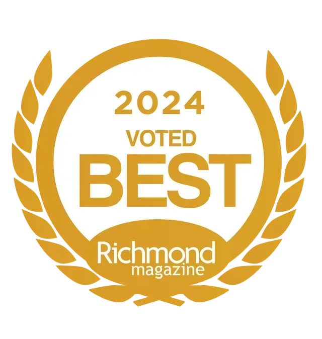 A gold badge that says 2024 voted best richmond magazine