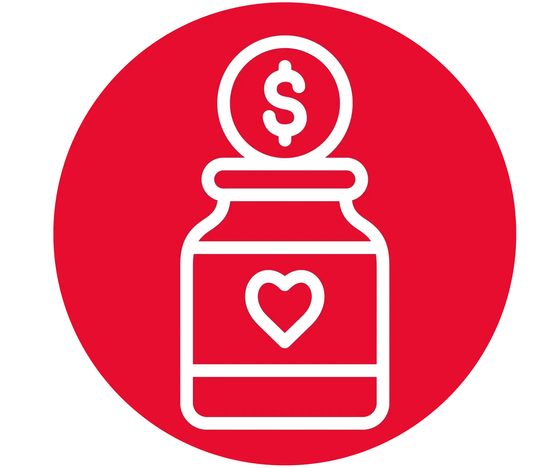 A jar with a heart and a dollar sign on top of it.