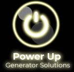 A logo for power up generator solutions with a glowing power button