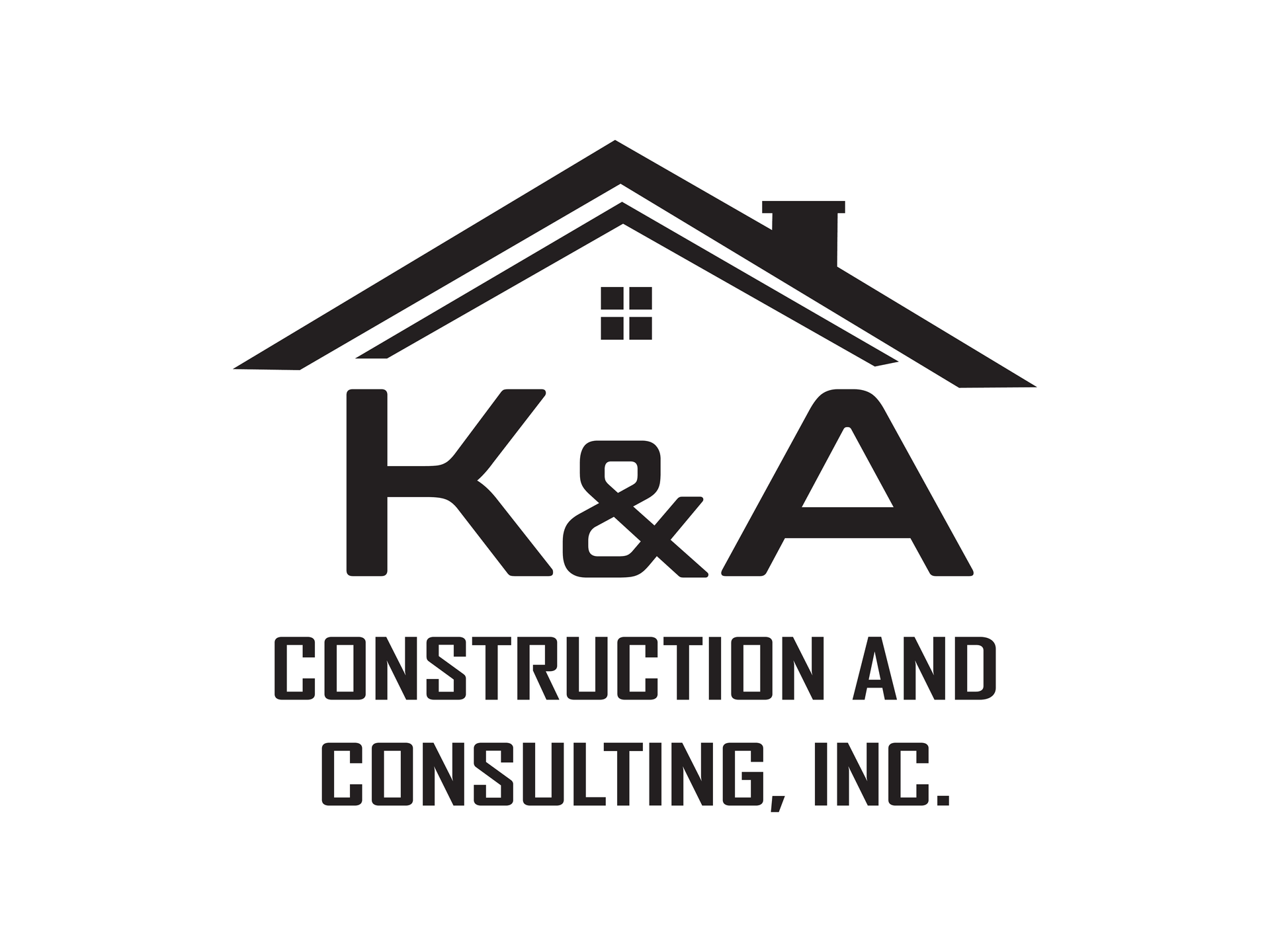 K&A Construction and Consulting, Inc. logo: black house silhouette over the letters