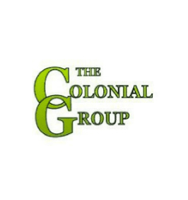 A green and white logo for the colonial group