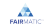A fairmatic logo with a blue triangle on a white background