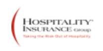 A logo for hospitality insurance group taking the risk out of hospitality