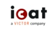 A black and red logo for icat a victor company