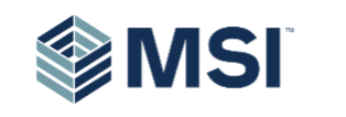 A msi logo with a blue and white cube on a white background.