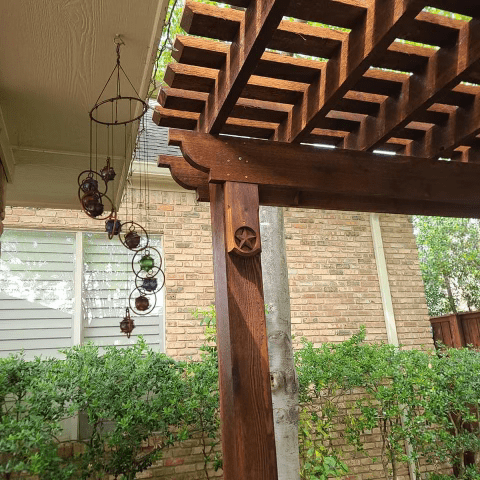 Dallas Pergola Builder with start similar to company logo