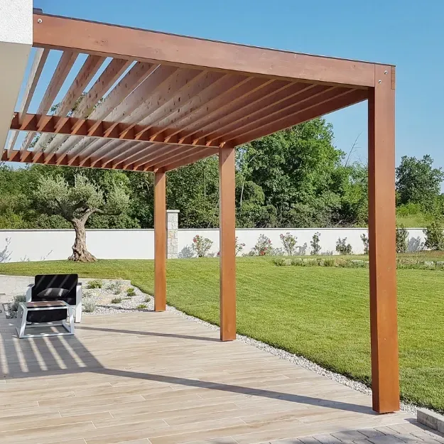 Dallas Pergola Builder with start similar to company logo