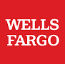 Wells Fargo logo on a red background. The words are white.