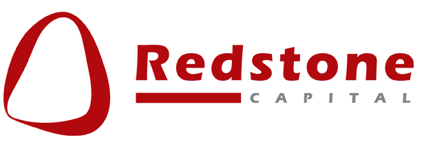 Redstone Capital logo with a red abstract shape and text.